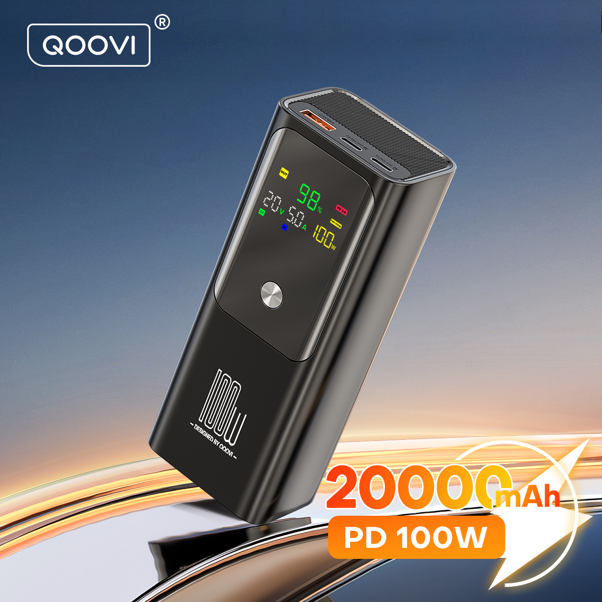 Portable Charger 20000Mah - QOOVI PD 100W Power Bank 20000mAh
