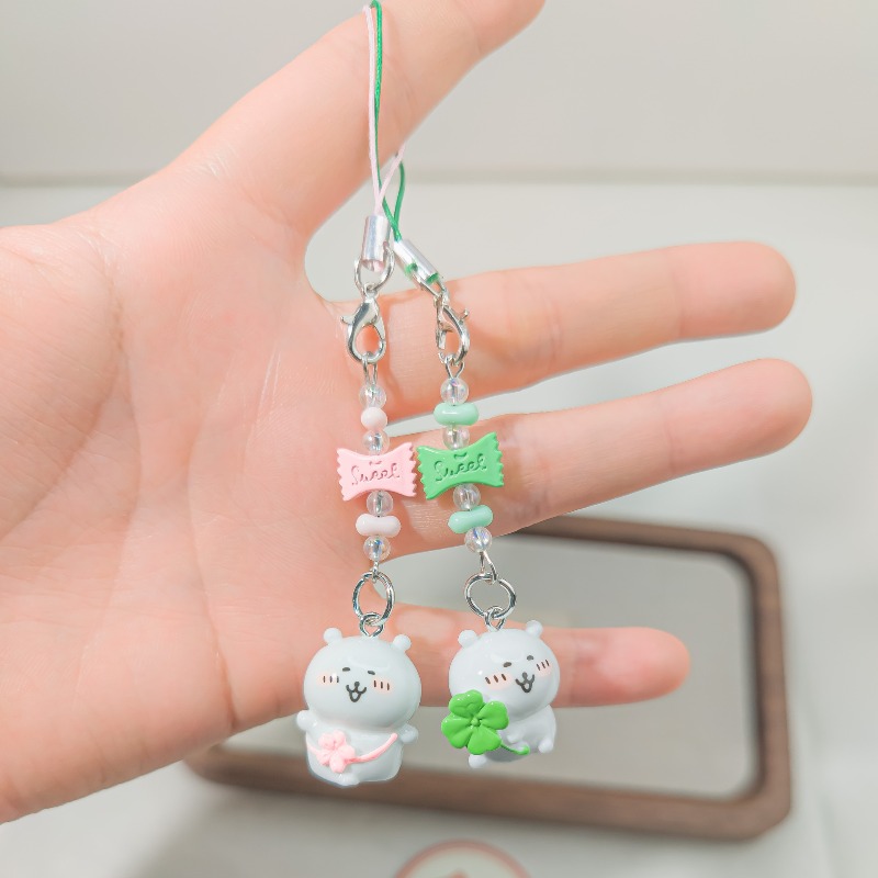 Phone Accessories Beads - Cute Beaded Phone Strap Pink Green