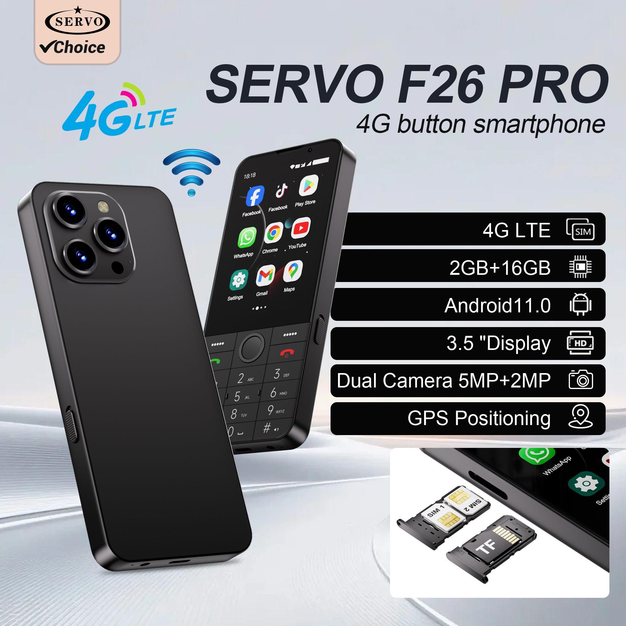 Phone Accessories Display Board - SERVO F26 PRO 4G Button Smartphone