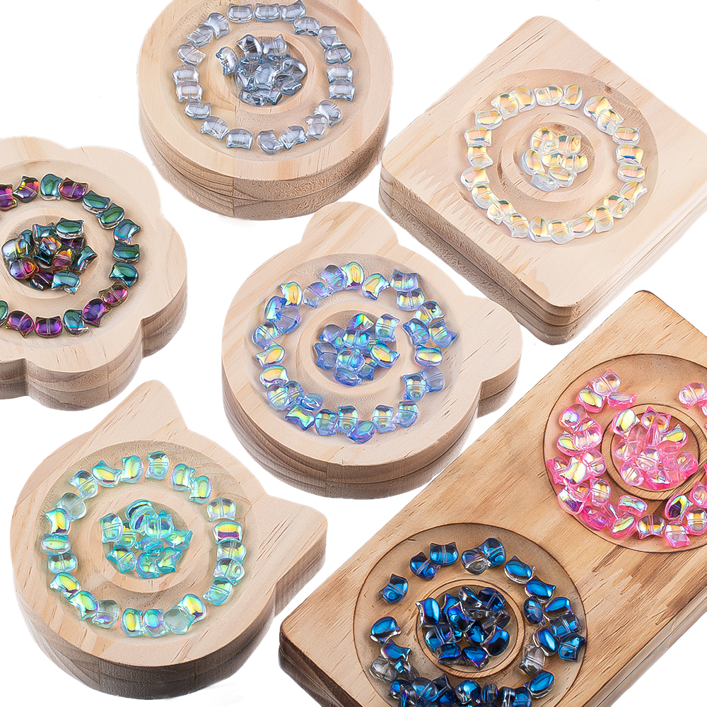 50pcs Colorful Cat Head Glass  - Phone Accessories Beads のレビューと価格