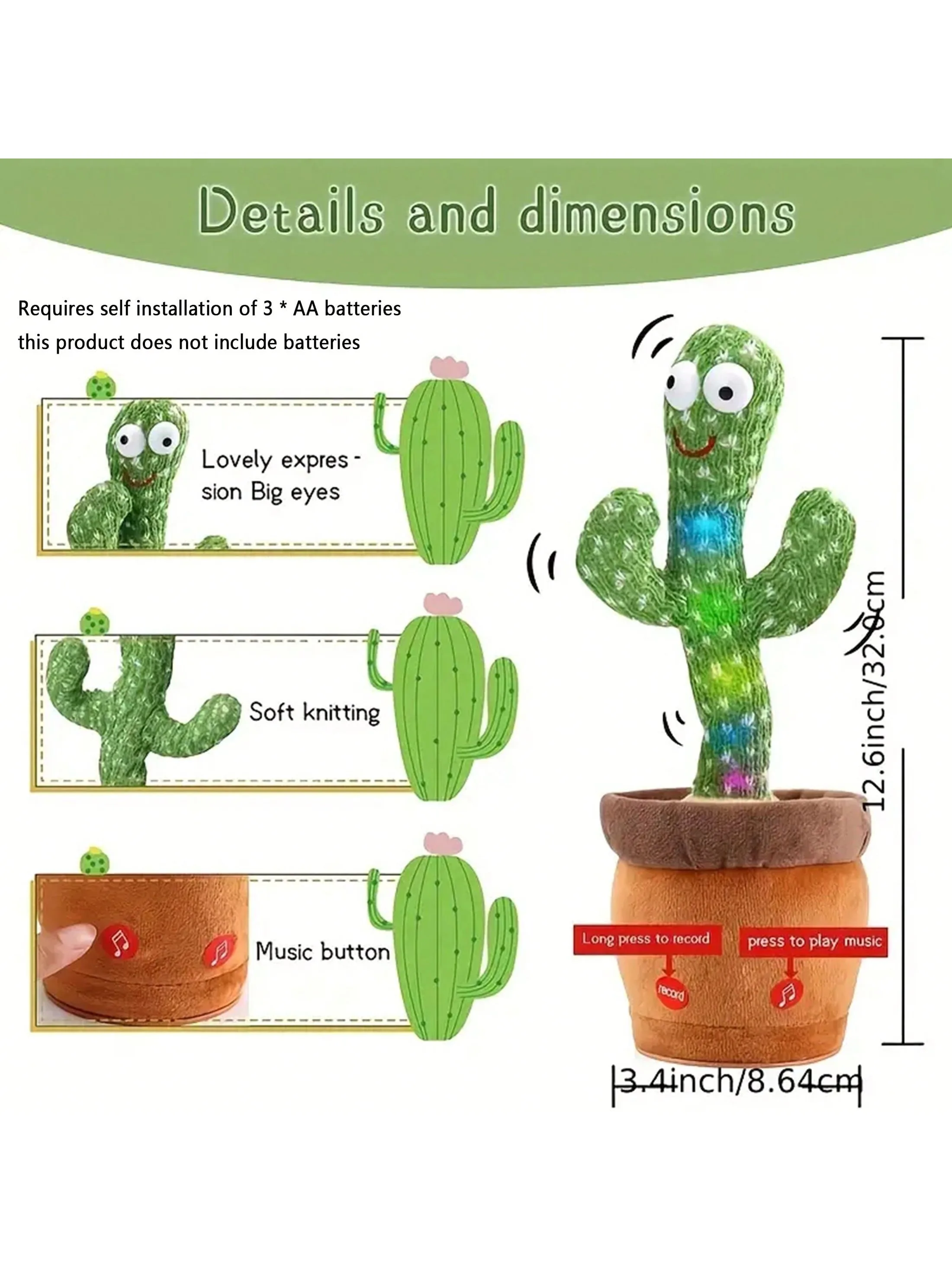 1pc-Dancing Talking Cactus Toy - Phone Accessories Baby のレビューと価格
