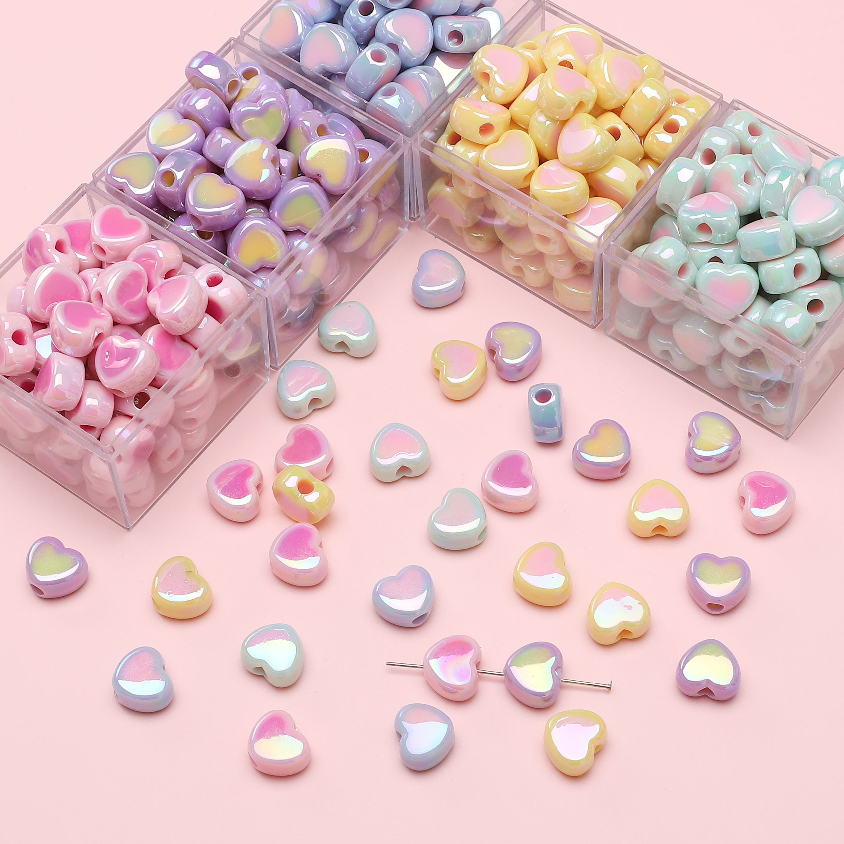 15x13mm 5pcs Heart Beads Acryl - Phone Accessories Beads のレビューと価格