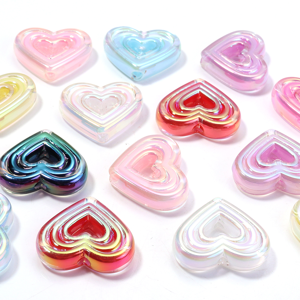 10pcs Transparent Heart Vertic - Phone Accessories Beads のレビューと価格