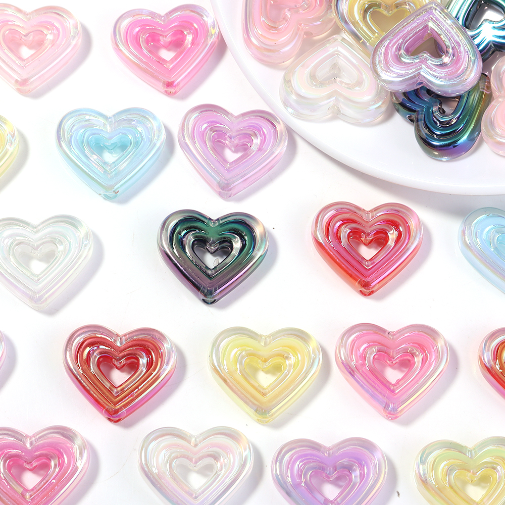 10pcs Transparent Heart Vertic - Phone Accessories Beads のレビューと価格